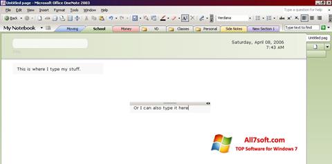 Screenshot Microsoft OneNote for Windows 7