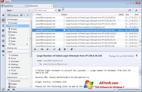 Screenshot Opera Mail for Windows 7