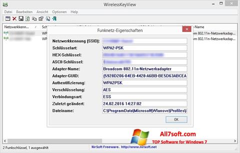 Screenshot WirelessKeyView for Windows 7