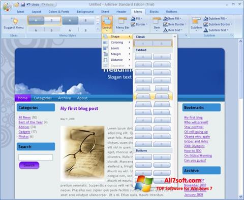 Screenshot Artisteer for Windows 7