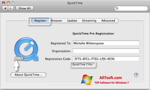 Screenshot QuickTime Pro for Windows 7