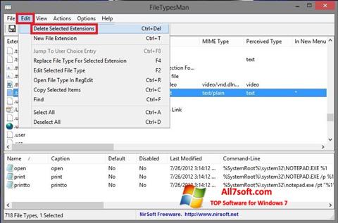 Screenshot Unassociate File Types for Windows 7