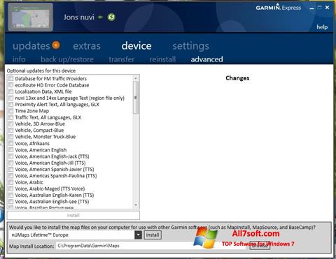 Screenshot Garmin Express for Windows 7