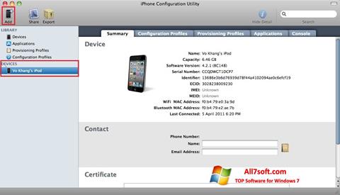 Screenshot iPhone Configuration Utility for Windows 7