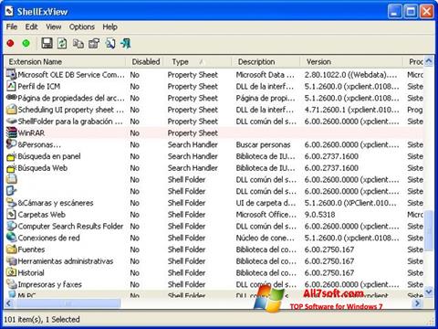 Screenshot ShellExView for Windows 7