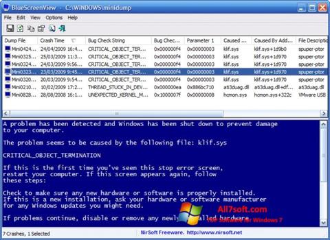 Screenshot BlueScreenView for Windows 7