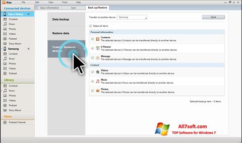 Screenshot Samsung Kies for Windows 7