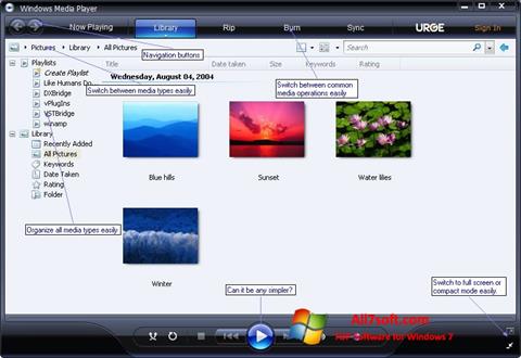 Screenshot Media Player for Windows 7