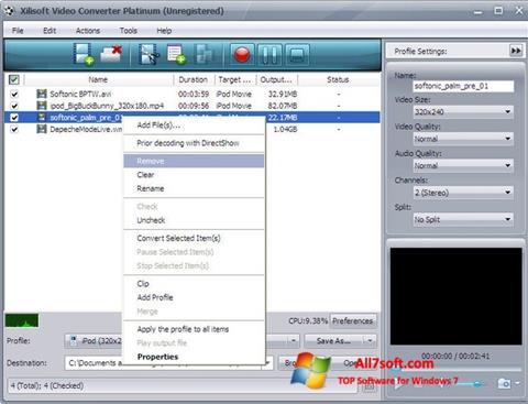 Screenshot Xilisoft Video Converter for Windows 7