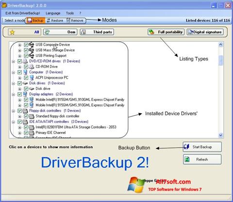 Screenshot Driver Backup for Windows 7