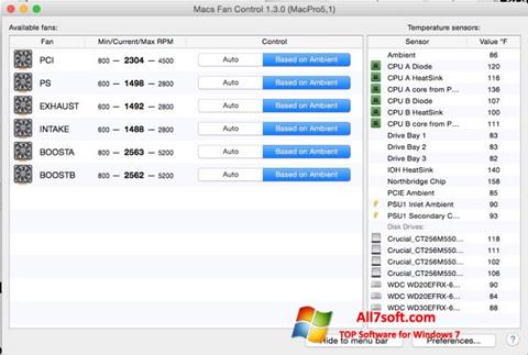 Screenshot Macs Fan Control for Windows 7