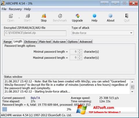 Screenshot Advanced Archive Password Recovery for Windows 7